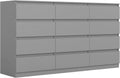 Vibe & Dine 12 Drawer Dresser, 59.1' Large Dresser for Bedroom Free Handle, Modern Wooden Chest of Drawers with Wide Storage for Living Room, Grey