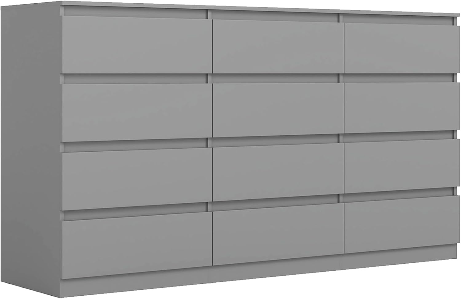 Vibe & Dine 12 Drawer Dresser, 59.1' Large Dresser for Bedroom Free Handle, Modern Wooden Chest of Drawers with Wide Storage for Living Room, Grey