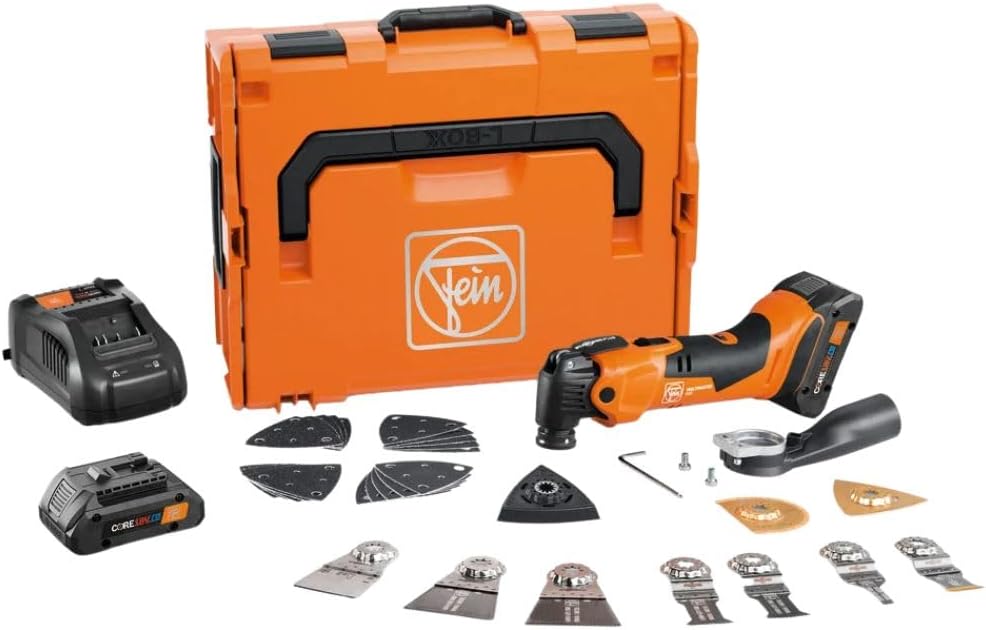 Fein Cordless MultiMaster AMM 500 Plus Top 4 Ah AS for Interior Construction and Renovation - Starlock Plus Mount, QuickIn System, Constant Speed, Metal Drive Head - 71293861090