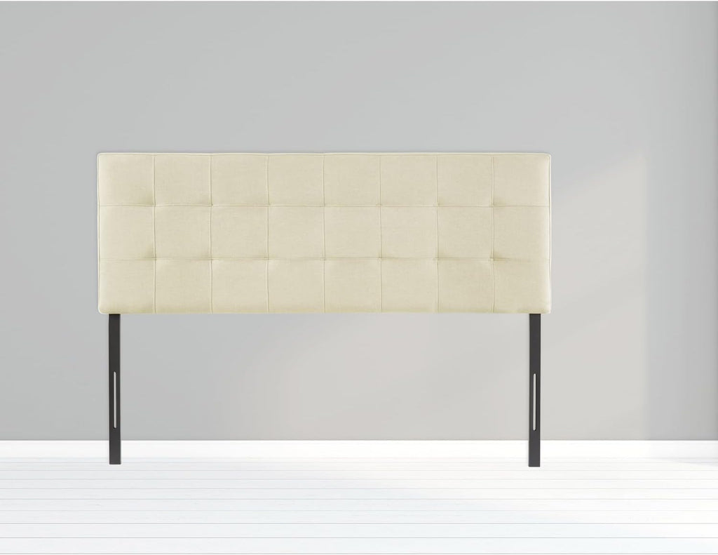 Naomi Home Jessenia Queen Headboard – Linen Upholstered Adjustable Tufted Panel with Padded Surface, Wall or Bed Frame Mount – Cream
