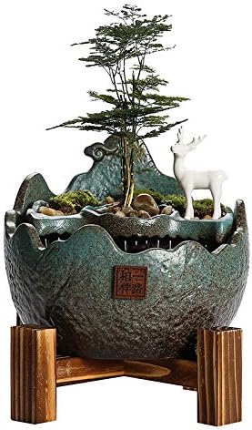 GUERNSEY Tabletop Fountain Tabletop Fountain Ceramic Water Fountain Home Living Room Decoration Office Desk Feng Shui Ornaments Indoor Fountain