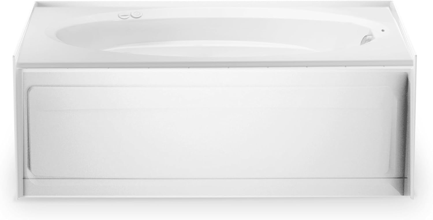 JACUZZI SIGNATURE Acrylic Skirted Soaking Bathtub, Slip Resistant, Right Drain Placement, 60' (L) x 42' (W), Oval in Rectangle Design, White