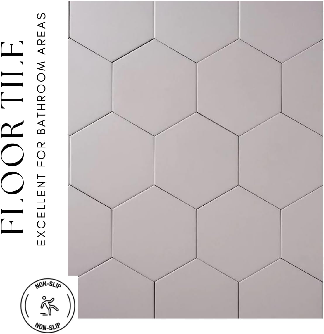 Tenedos Fusion Hexagon Matte 5x6 Hex Glazed Floor Wall Porcelain Tile Backsplash for Kitchen, Bathroom Shower, Accent Decor (Grey, Box of 20 Pieces)