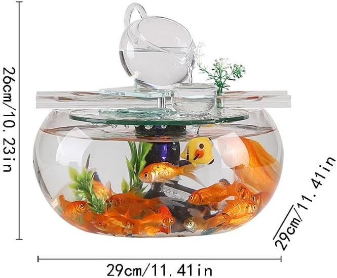 GUERNSEY Tabletop Fountain Tabletop Fountains Tea Room Desktop Glass Fish Tank Creative Circulating Water Ornaments Living Room Desktop Fountain Decoration Ornaments Indoor Fountain