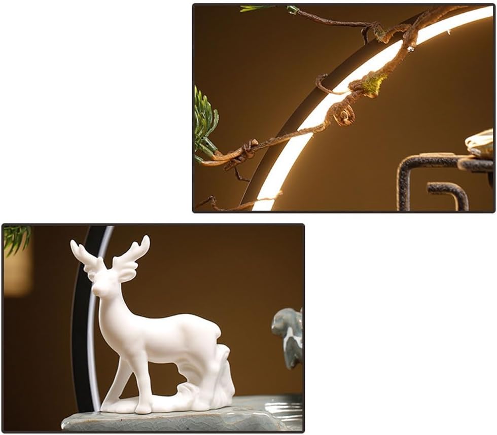 GUERNSEY Tabletop Fountain Chinese-Style Flowing Water Ornaments Rockery Circulating Water Desktop Fountain Office Desktop Fish Tank Ornaments Indoor Waterfall Feature Indoor Fountain