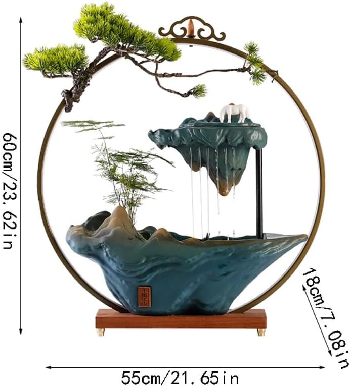 GUERNSEY Tabletop Fountain Chinese Creative Rockery and Flowing Water Ornaments Home Living Room Desktop Circulating Water Fountain Ornaments Indoor Waterfall Feature Indoor Fountain
