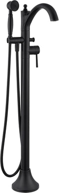 Freestanding Bathtub Faucet, Matte Black Classic Free Standing Tub Faucet with Vintage Handheld Sprayer High Flow Max 7.04GPM Floor Mounted Tub Filler (WT-9002BK)