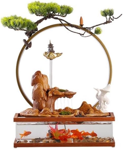 GUERNSEY Tabletop Fountain Tabletop Fountains Creative Fish Tank Water Ornaments Circulating Water Rockery Desktop Fountain Living Room Study Decorative Fountain Indoor Fountain