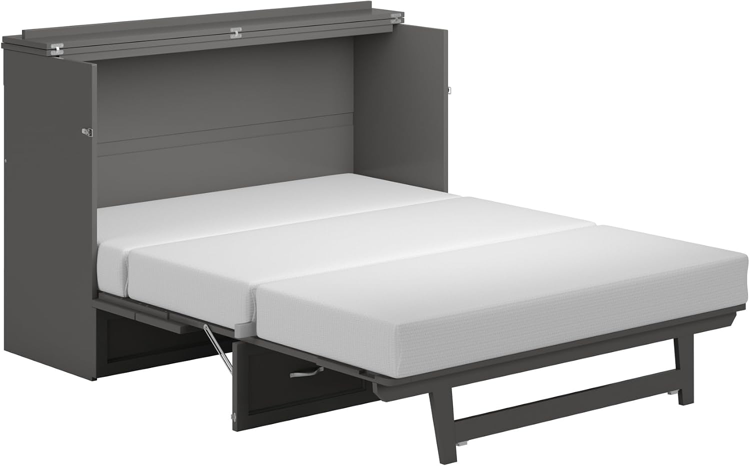 AFI, Northfield Murphy Bed Chest Queen with 6' Mattress, Storage Drawer & Built-in USB Charger, Grey
