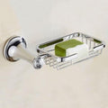 Chrome Plated Double Towel Bar Bathroom Accessories - Modern Wall-Mounted Towel Rack, Robe Hook, Soap Basket(Soap Basket)