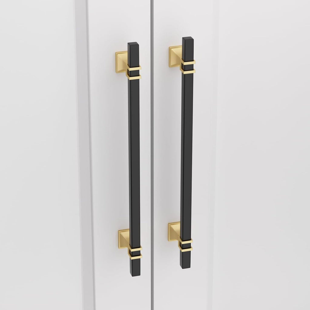 30 Pack 10 Inch Black and Gold Cabinet Pulls Kitchen Cabinet Handles, Black and Gold Cabinet Handles Square Dresser Drawer Pulls Kitchen Cabinet Hardware