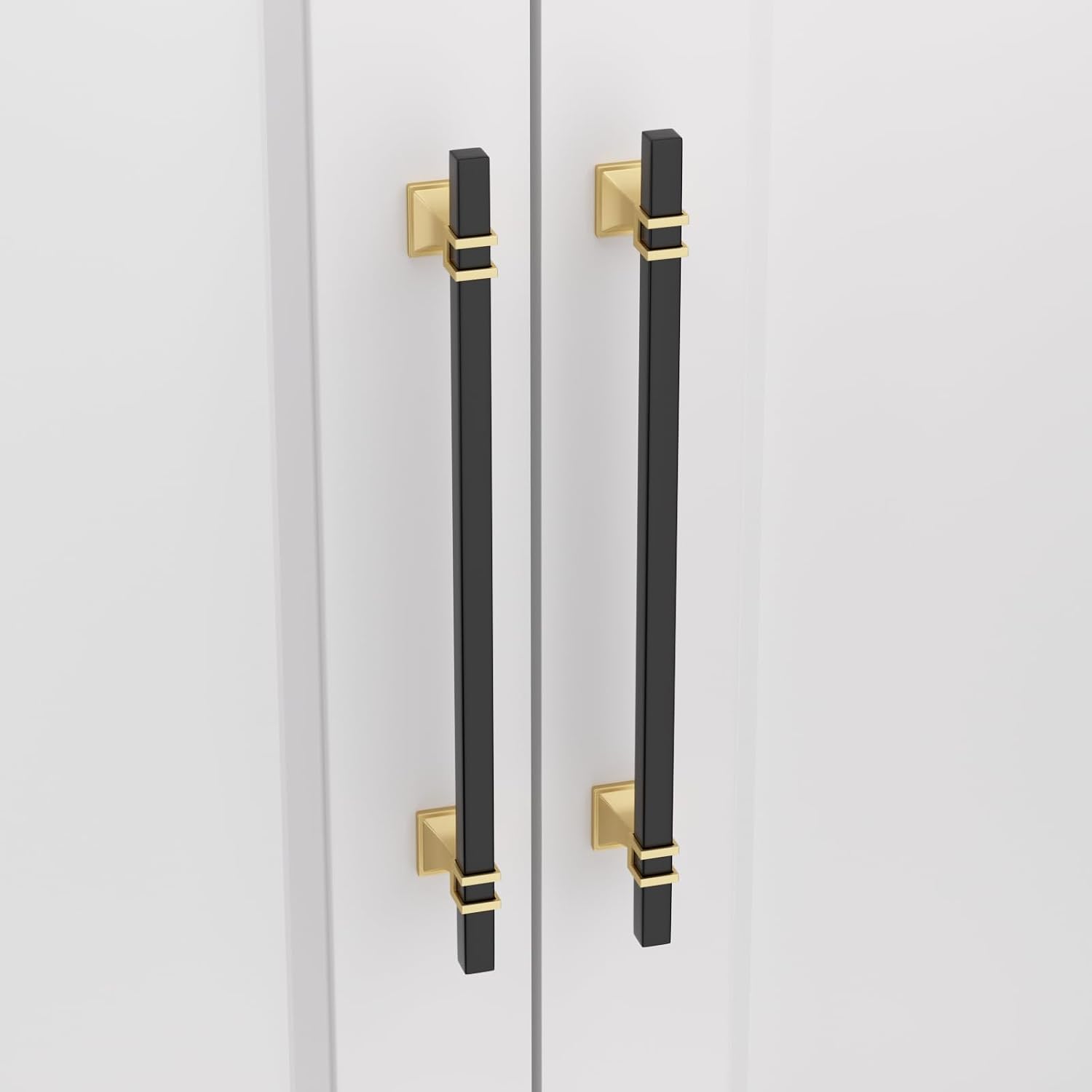 30 Pack 10 Inch Black and Gold Cabinet Pulls Kitchen Cabinet Handles, Black and Gold Cabinet Handles Square Dresser Drawer Pulls Kitchen Cabinet Hardware