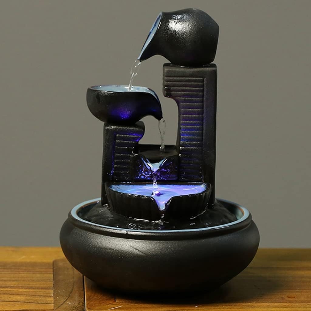 HIHELO Desktop Fountain Tabletop Fountain Ceramic Fountain Circulating Water Ornament Living Room Desktop Fountain Office Desktop Decoration Water Fountain Outdoor