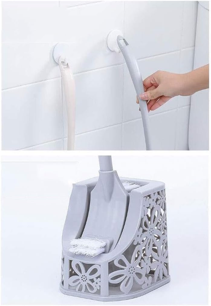 ESHINEDE Brush Toilet Brush Toilet Brush Plastic Toilet Brush & Holder Holder for Bathroom Toilet Long Handle Toilet Brush Set Loo Brush(Gray)