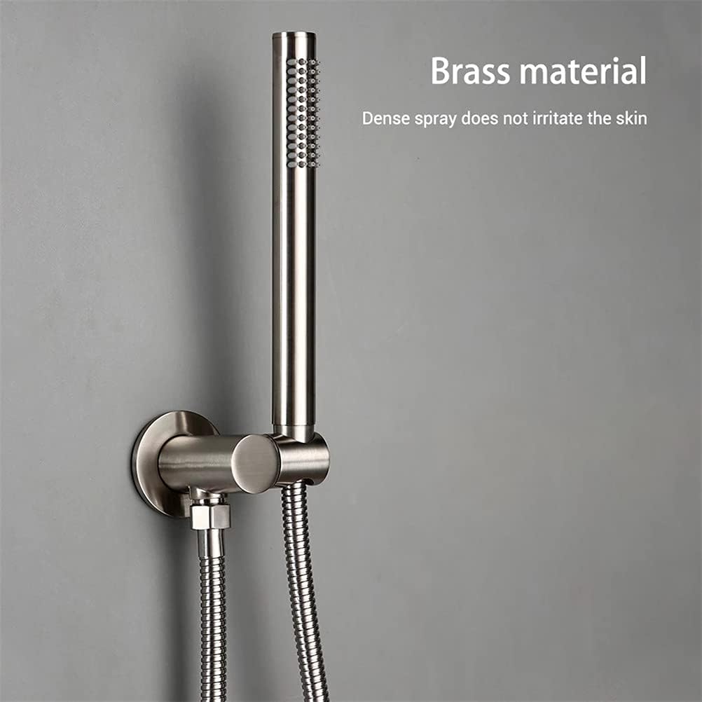 Bathtub Faucet with Shower, Tub Taps Hot and Cold Bathroom Faucet Brushed Brass Shower Faucet Diverter, with Wall Mount Spout Handheld Hose Bathtub Filler Mixer Tap Set,Brushed Chrome