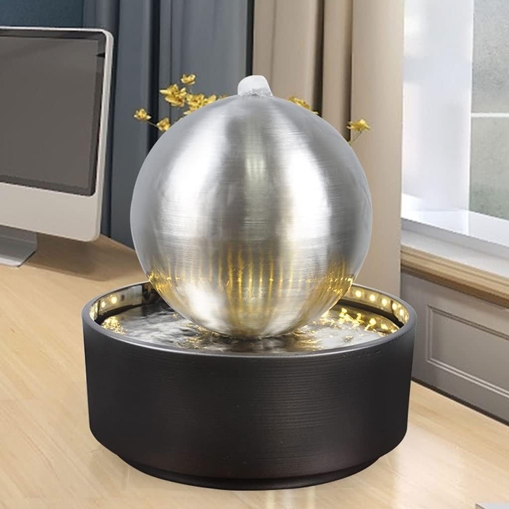 Tabletop Fountains Spherical Tabletop Fountain with LED Lights Creative Decoration Running Water Desktop Fountain Office Living Room Coffee Table Exquisite Decoration