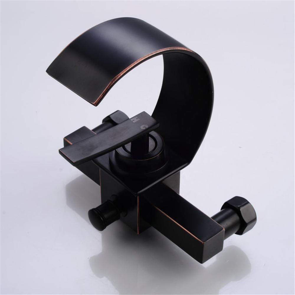 Shower System Waterfall Bathtub Shower Faucet Set Black Bathtub Mixer Tap Dual Contral Shower Wall Mounted Shower Faucet-Black