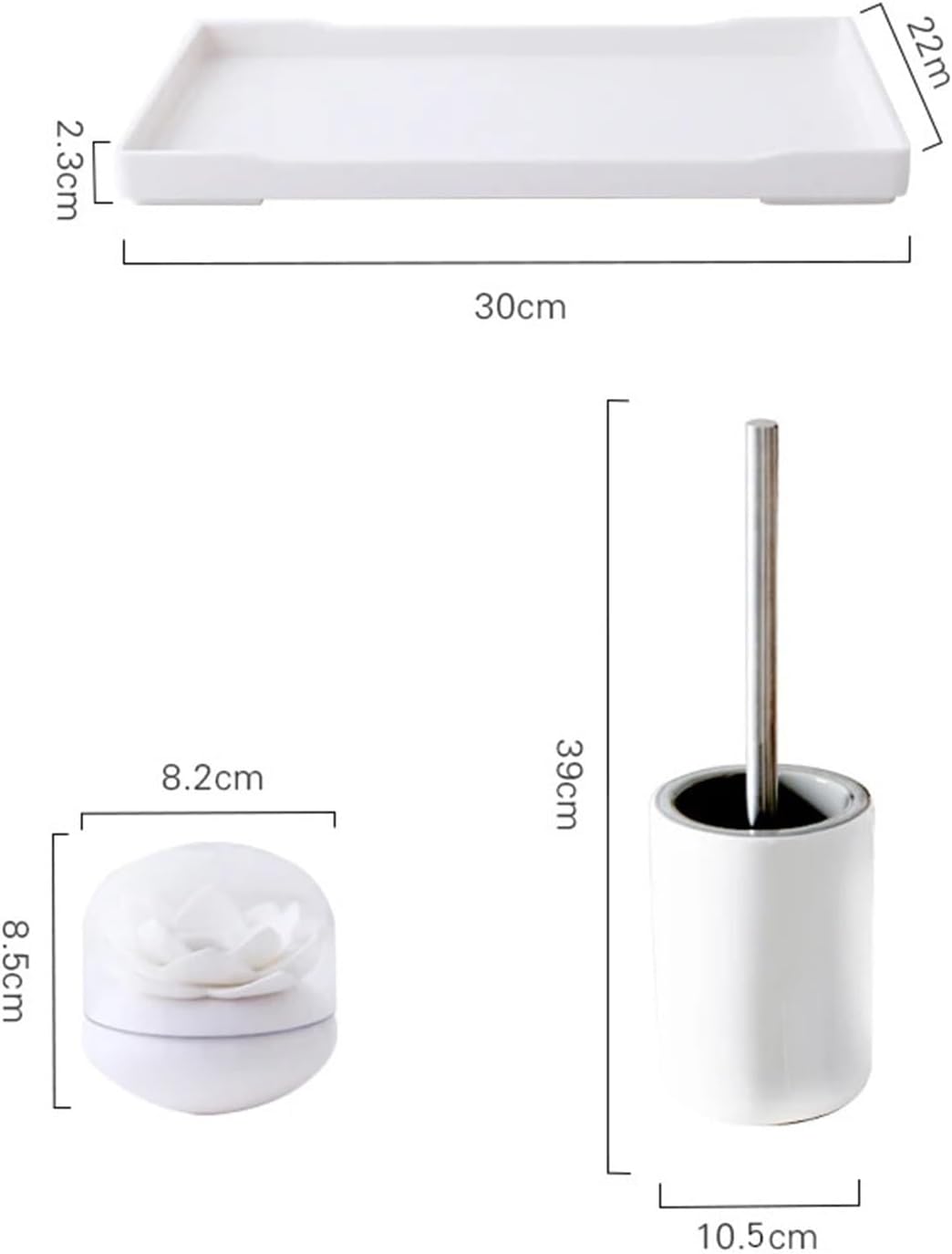 Bathroom Soap Dispenser Set Ceramic Bathroom Accessories Set Soap Dispenser Toothbrush Holder Toothbrush Cup Soap Box Tray Toilet Brush Bathroom Supplies(White)
