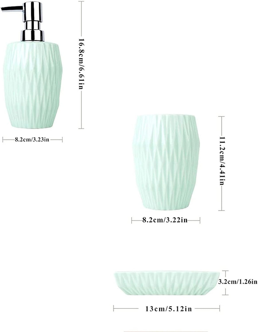 Soap Dispenser/Dispenser for Handwashing Fluid Bathroom Accessories Set Ceramic 4 Pieces Bathroom Ensemble for Bath Decor with Soap Dispenser Toothbru(Light Green)