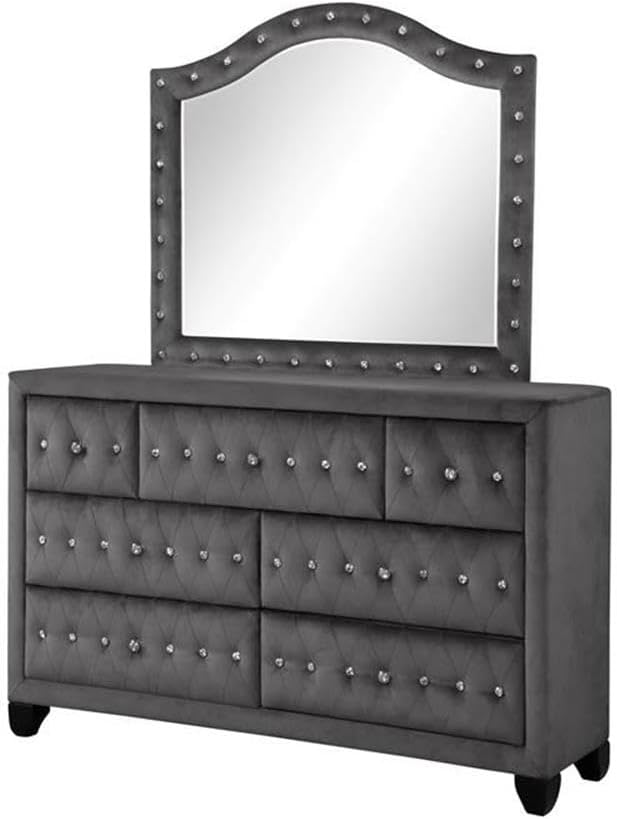 Sophia Queen 4 Pc Tufted Upholstery Bedroom Set Made with Wood in Gray