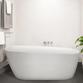 59' Acrylic Freestanding Bathtub, Single Slipper Free Standing Tub, Soaking Tub with Integrated Slotted Overflow, Toe-Tap Chrome Drain, cUPC Certified, Glossy White
