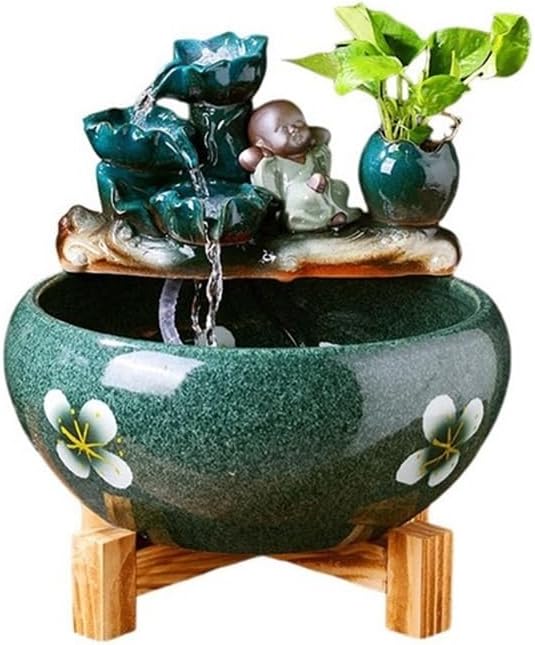 Tabletop Ceramic Fish Tank Circulating Water Flow Ornament Indoor Tabletop Fountain Decor(Medium)