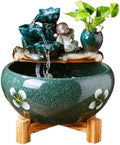 Tabletop Ceramic Fish Tank Circulating Water Flow Ornament Indoor Tabletop Fountain Decor(Large)