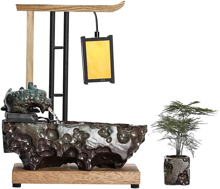 GUERNSEY Tabletop Fountain Tabletop Fountain Feng Shui Ceramic Water Fountain Ornaments Living Room Desktop Home Decorations Creative Zen Water Flowing Device Indoor Fountain
