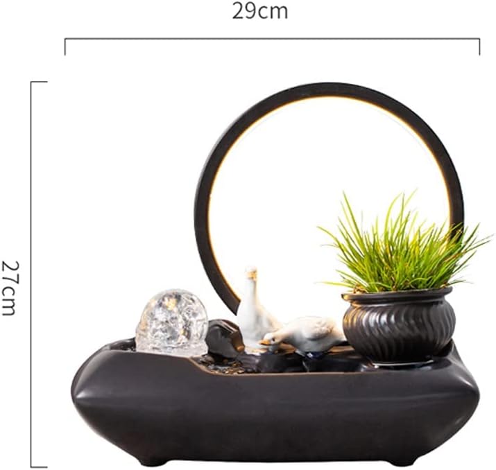 HIHELO Tabletop Fountain Tabletop Fountain Creative Living Room Ceramic Flowing Water Ornament Office Desktop Circulating Water Fountain Waterscape Indoor Fountain (Color : A)