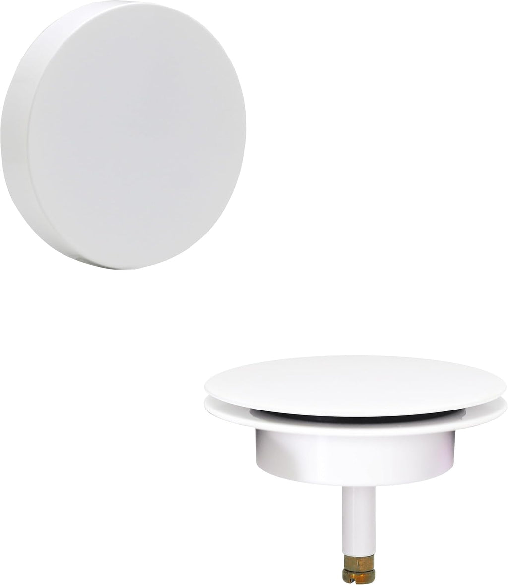 Westbrass D50P35SRE-50 35' Cable Drive Bathtub Drain Trim with Rotary Overflow Cover Knob, Pop-Up Stopper Sch. 40 PVC Fittings, Powder Coat White