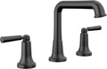 Delta Saylor Matte Black Bathroom Faucet 3 Hole, 8 Inch Widespread Bathroom Sink Faucet for Vanity, Metal Push-Pop Drain Assembly, 3536-BLMPU-DST