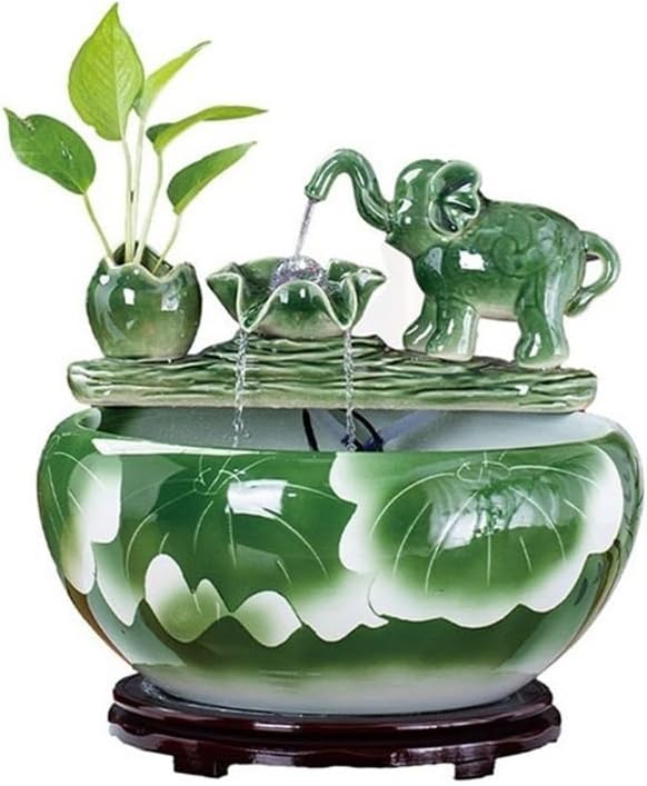 Tabletop Ceramic Tabletop Fountain Automatic Flowing Fish Tank for Indoor and Home Decoration Decor(Large)