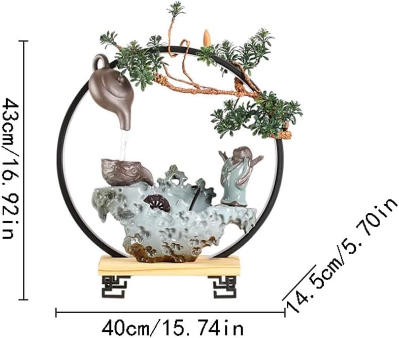 GUERNSEY Tabletop Fountain Creative Chinese Style Circulating Water Desktop Fountain Indoor Water Flow Device Living Room Desktop Fountain Indoor Waterfall Feature Indoor Fountain