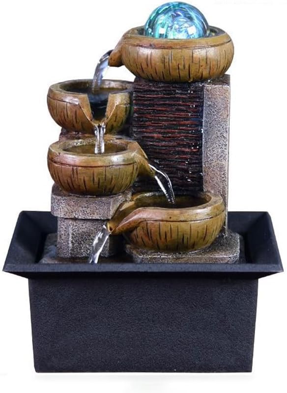 GUERNSEY Tabletop Fountain Flowing Water Ornaments Small Fountain Living Room Desktop Coffee Table Circulating Water Office Decorations Indoor Fountain