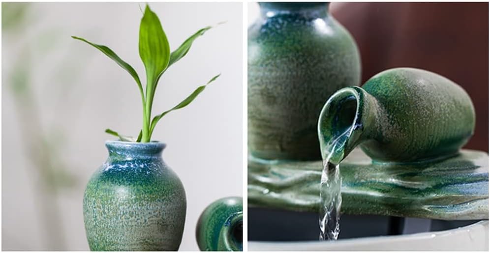 HIHELO Desktop Fountain Tabletop Fountain Ceramic Tabletop Fountain Ornament Circulating Water Fountain for Indoor and Home Decoration Water Fountain Outdoor (Color : with Nebulizer)
