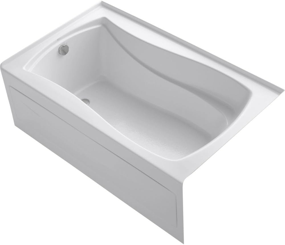 KOHLER 1242-LA-0 Mariposa 60' x 36' Acrylic Alcove Bathtub with Left-Hand Drain and Integral Flange, White