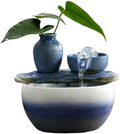 GLigeT Tabletop Fountain Small Water Fountain Fountain Water Ornaments Living Room Circulating Water Transit Office Desktop Humidifier Decorations Water Fountain Decor(Blue)
