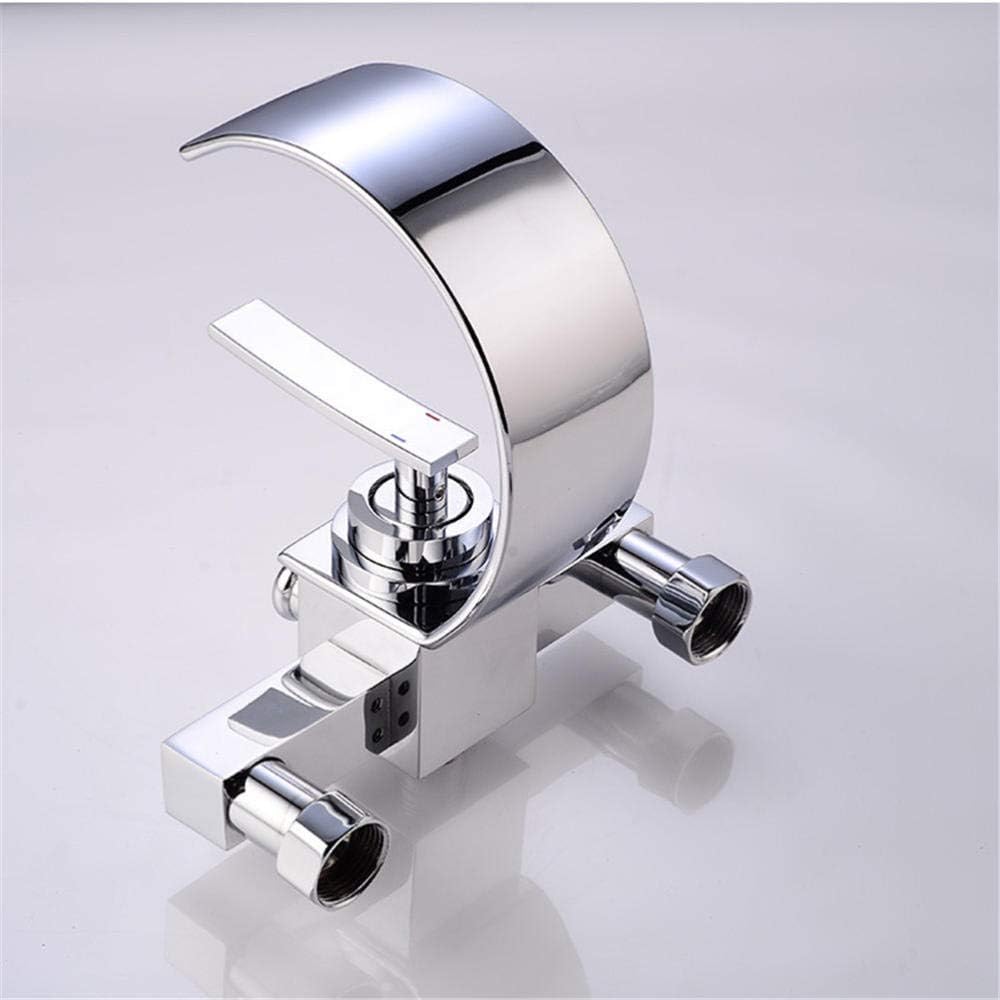 Shower System Waterfall Bathtub Shower Faucet Set Black Bathtub Mixer Tap Dual Contral Shower Wall Mounted Shower Faucet-Chrome