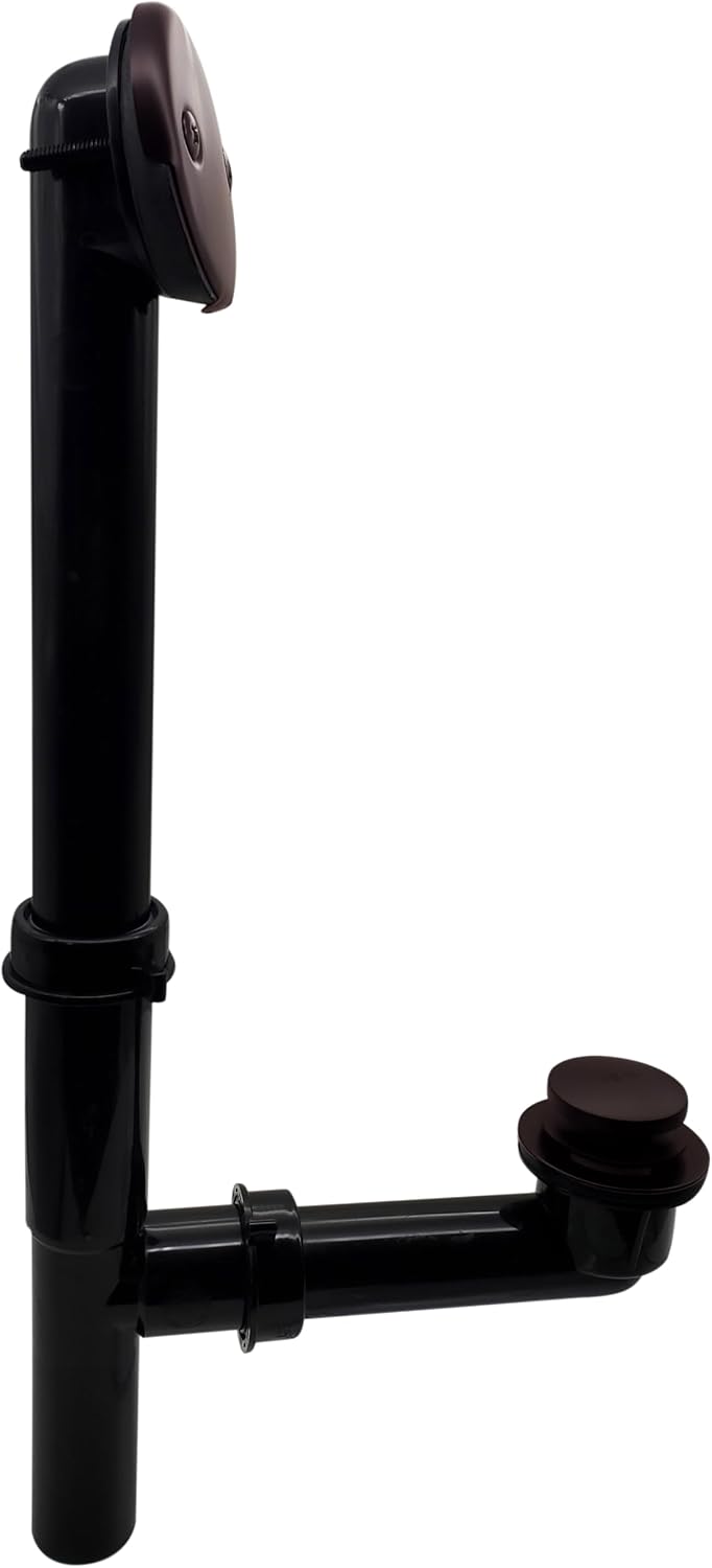 Westbrass Y593144-4-12 14' Black Tubular Bath Waste & Overflow Assembly with Tip-Toe Drain Plug and Two-Hole Faceplate, Oil Rubbed Bronze (4-Pack)