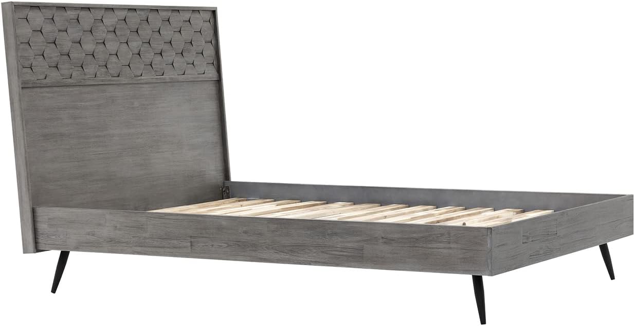 Armen Living Makena 3 Piece Queen Bedroom Set in Grey Acacia Wood