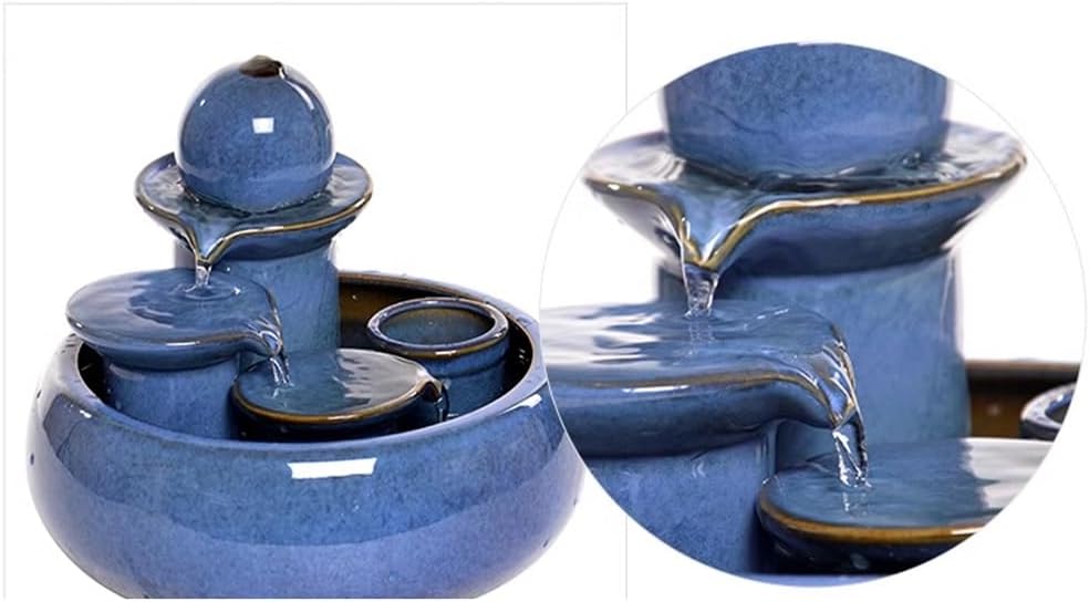 GRFIT Indoor Fountain Tabletop Relaxation Fountain with Water Wheel and Humidifier Decorative Tabletop Fountain
