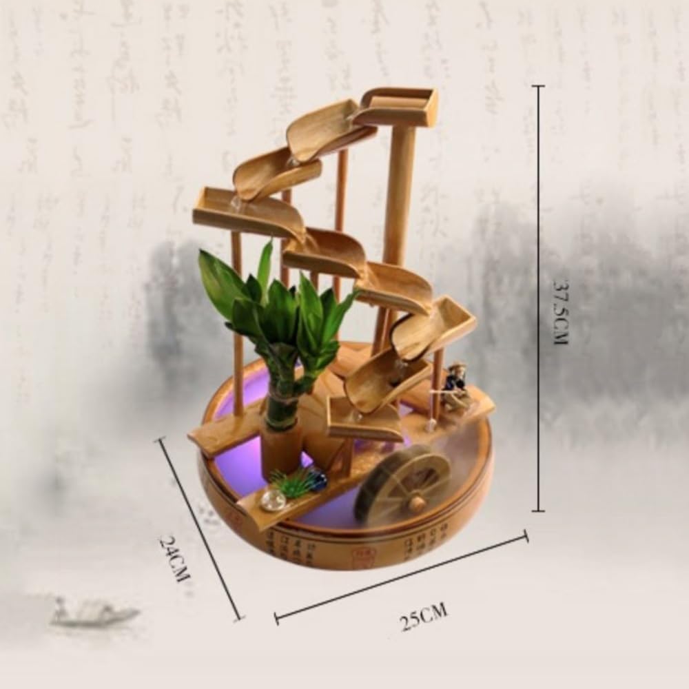 GRFIT Indoor Fountain Tabletop Relaxation Fountain with Flowing Water Wheel Decoration Table Fountain