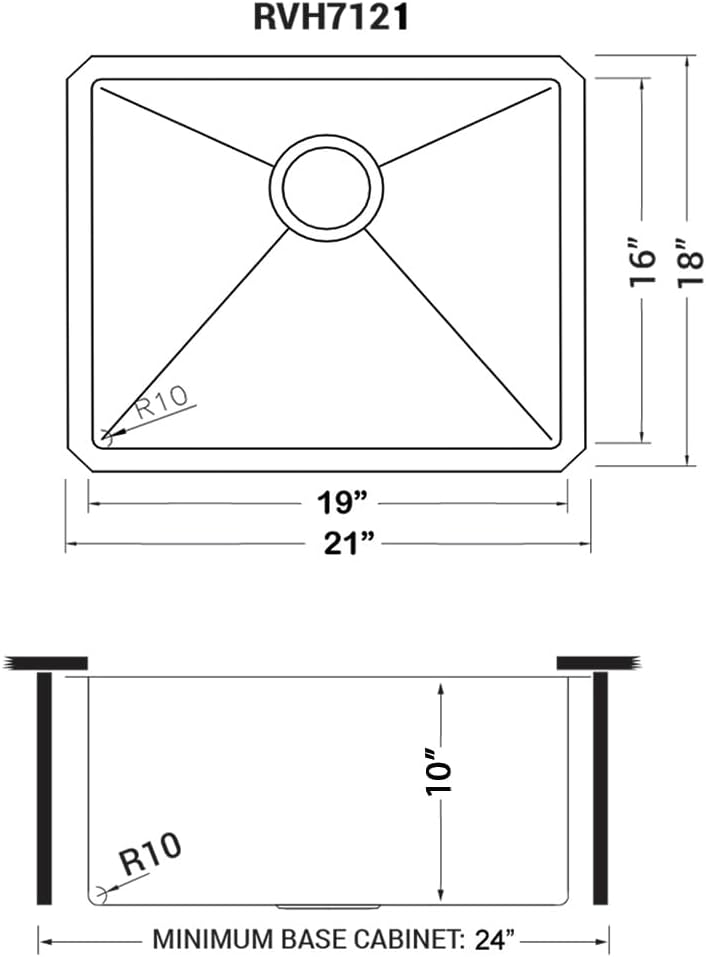 Ruvati 21-inch Polished Brass Matte Gold Stainless Steel Undermount Bar Prep Kitchen Sink 16 Gauge Rounded Corners Single Bowl - RVH7121GG