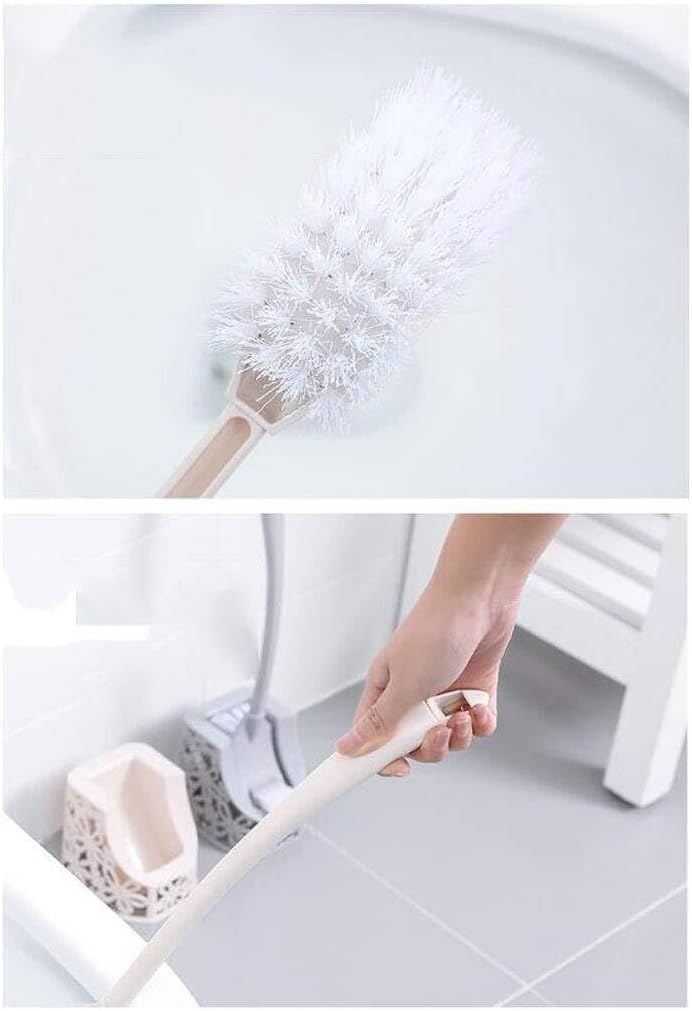 ESHINEDE Brush Toilet Brush Toilet Brush Plastic Toilet Brush & Holder Holder for Bathroom Toilet Long Handle Toilet Brush Set Loo Brush(Gray)