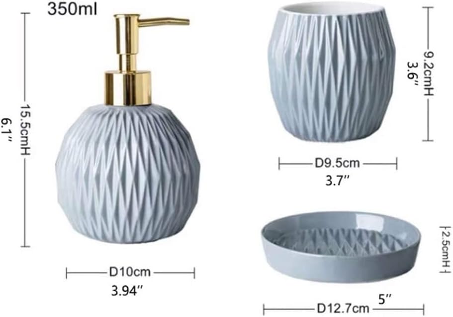 Bathroom Accessory Set Bathroom Accessories Set Nordic 4 Pieces Bathroom Accessories Set Include A Soap Dispenser,2 Cups, and A Soap Dish for Bath Decoration Bath Accessory Set,Blue,4pcs