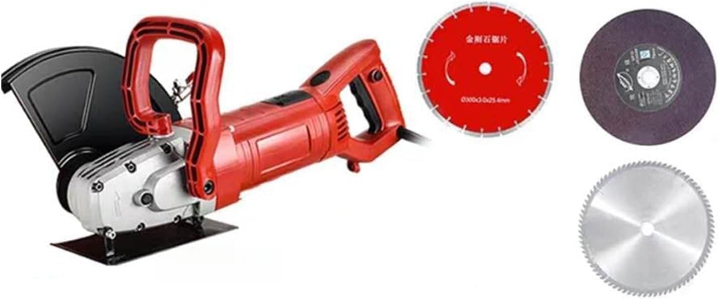 Electric Slotting Machine High Power Stone Cutting Machine Multifunctional Reinforced Concrete Cutting Machine,DIY Tools(Gold wood stone)