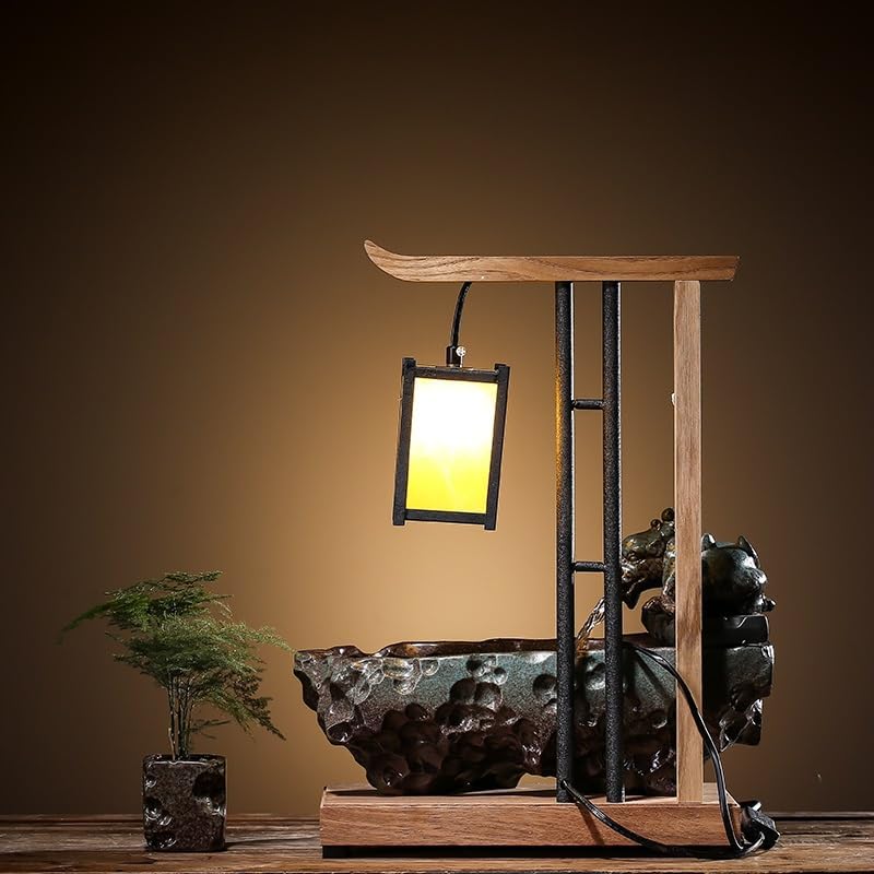 GUERNSEY Tabletop Fountain Tabletop Fountain Feng Shui Ceramic Water Fountain Ornaments Living Room Desktop Home Decorations Creative Zen Water Flowing Device Indoor Fountain