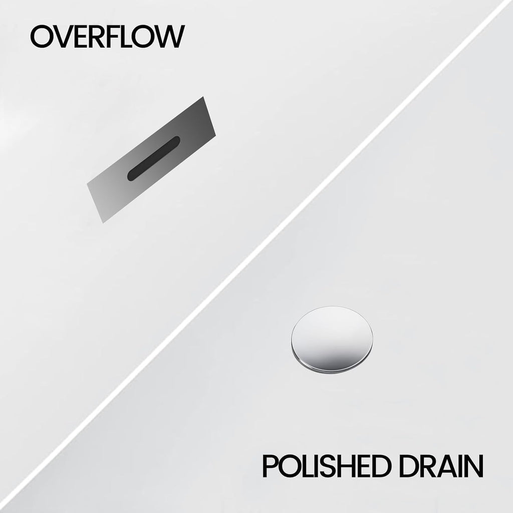 GarveeLife 67 Inch Freestanding Bathtub, Deep Soaking Acrylic Tub for Modern Bathroom, Standalone Soaker with Polished Chrome Overflow and Drain, CUPC Certified, White Glossy Finish