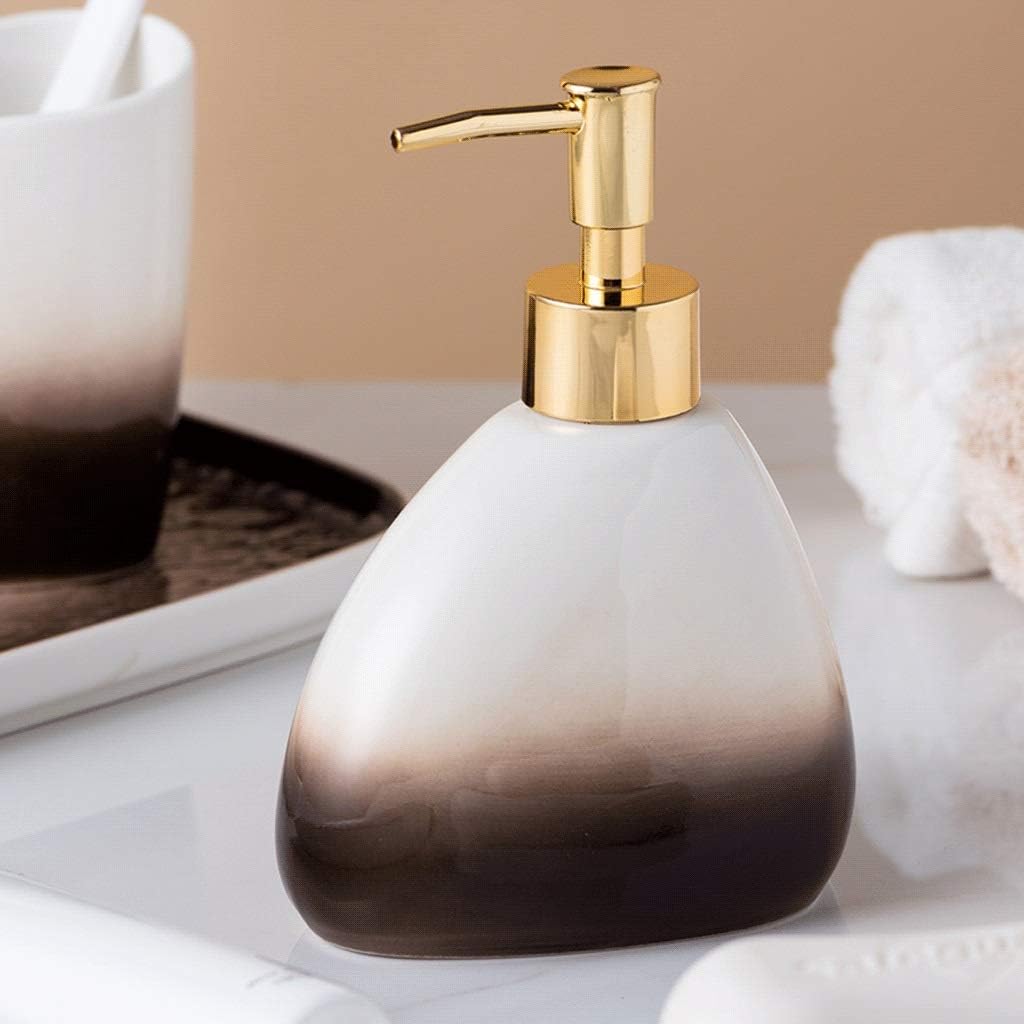 Countertop Soap Dispensers Bathroom Accessory Set 5/6 Piece Ceramic Bathroom Accessories Set 450Ml/15.2Oz Soap Dispenser Gradient Brown Bathroom Gift Set Soap Dispensers-Blue-5 Piece Set