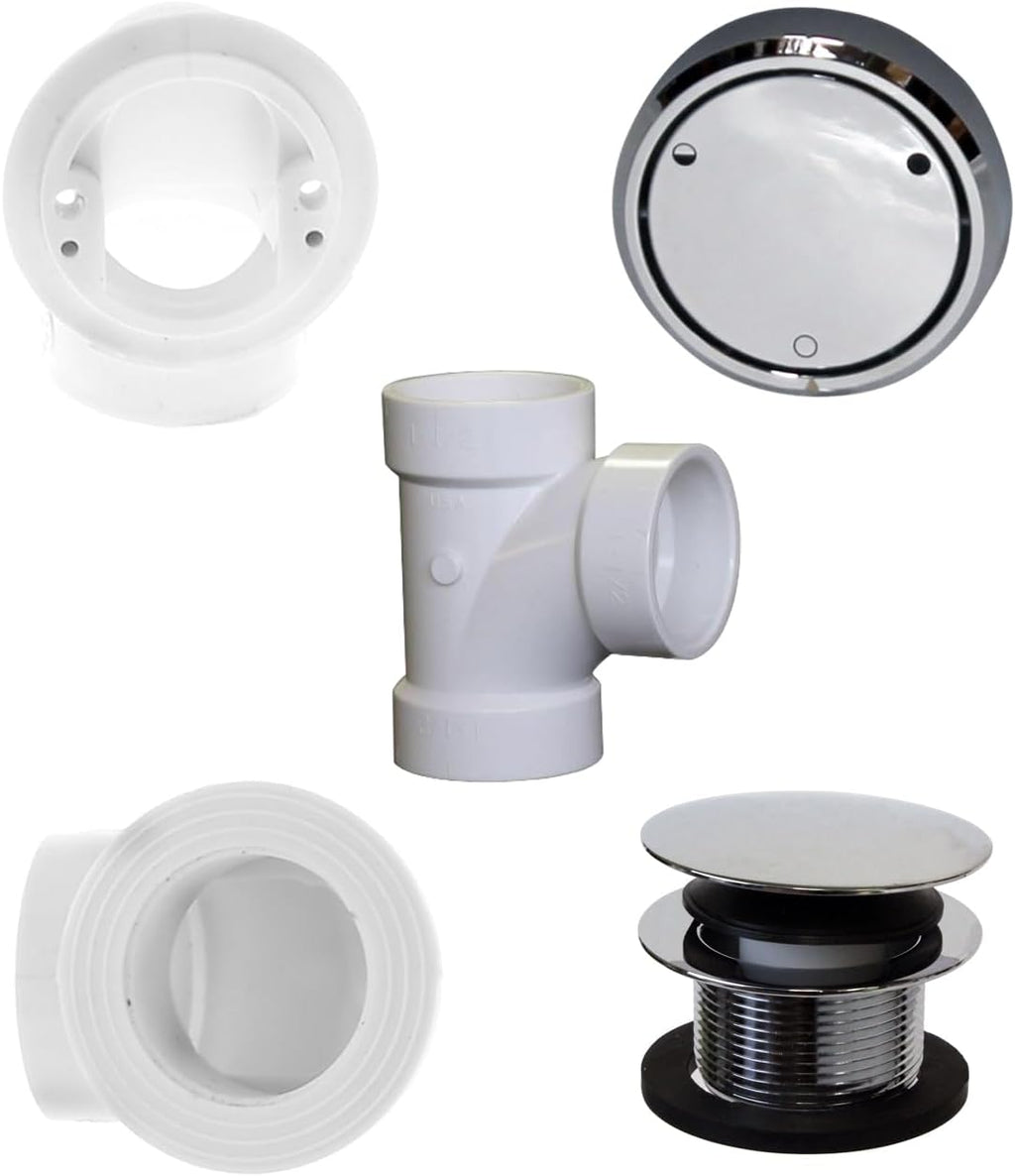 Westbrass D493244CHM-4-26 Bath Waste & Overflow Assembly with Patented Deep Soak Faceplate Cover and Tip-Toe Drain Plug - SCH. 40 PVC, Polished Chrome (4-Pack)